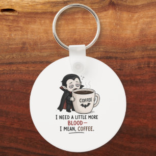 Funny Vampire Coffee Halloween Illustration Keychain
