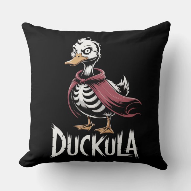  Funny Vampire Duck Skeleton for Halloween & Gothi Throw Pillow (Front)