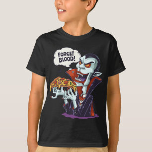 Funny Vampire Eating Pizza Halloween Lazy Costume T-Shirt