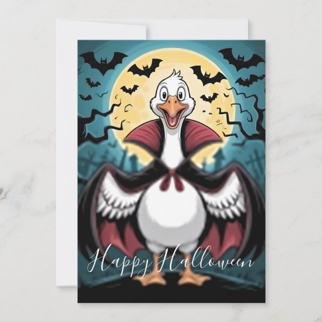 Funny Vampire Goose Halloween  Holiday Card (Front)