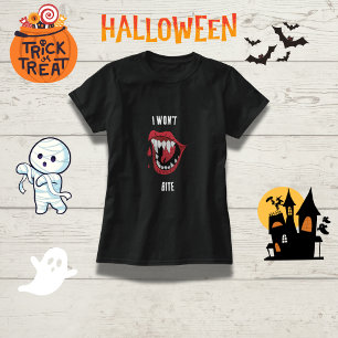 Funny Vampire "I Won't Bite" Family Halloween  T-Shirt