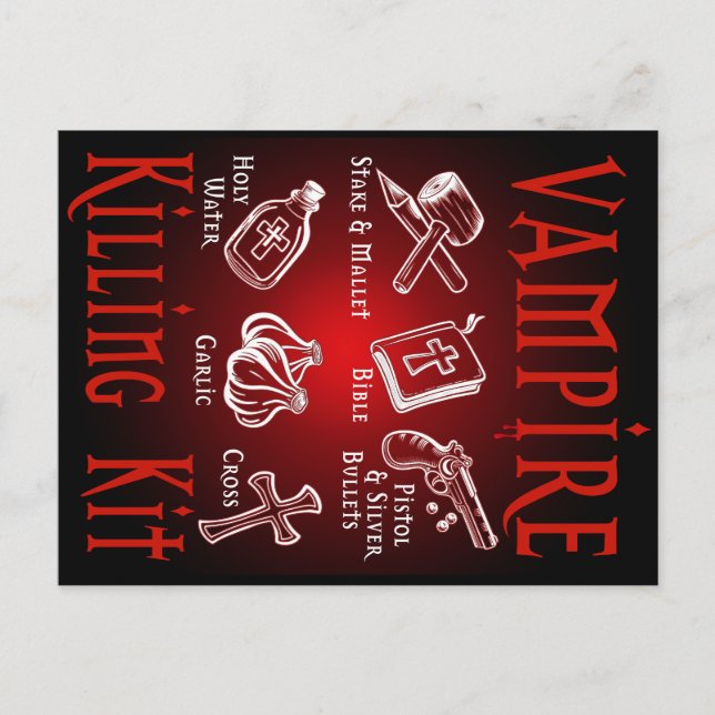 Funny Vampire Killing Kit Postcard (Front)