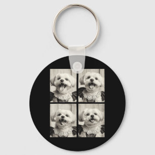 Funny Vampire Maltese Y Cute Dog Halloween Costume Keychain