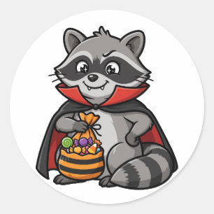Funny Vampire Raccoon Halloween Sticker