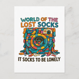 Funny Vanish Socks World Missing But Not Forgotten Holiday Postcard