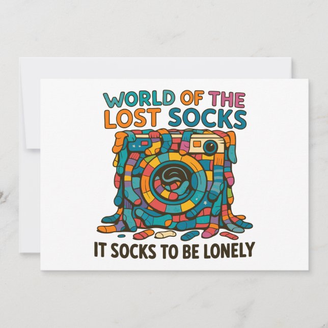 Funny Vanish Socks World Missing But Not Forgotten Invitation (Front)