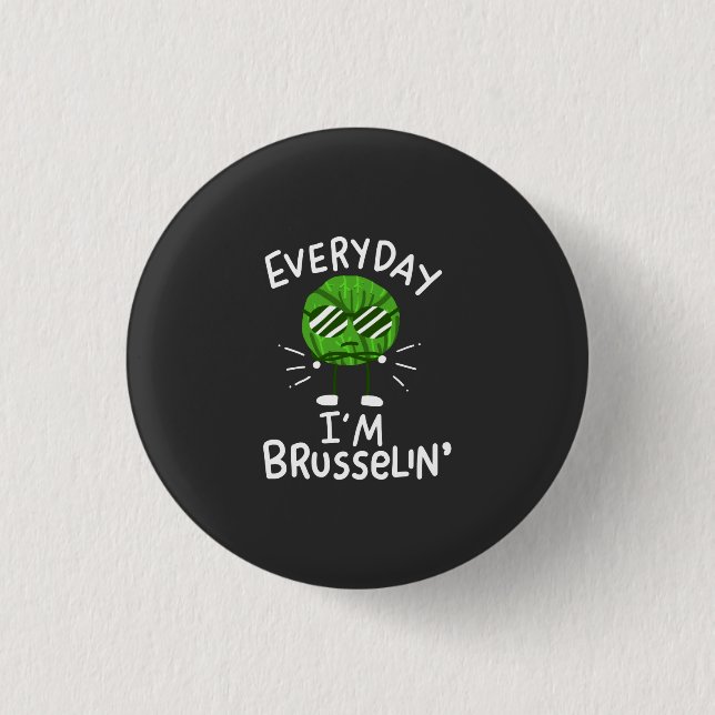 Funny Vegan Brussels Sprouts 1 Inch Round Button (Front)
