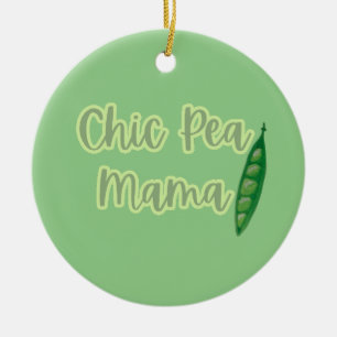 Funny Vegan Chic Pea Mama Women’s Ceramic Ornament