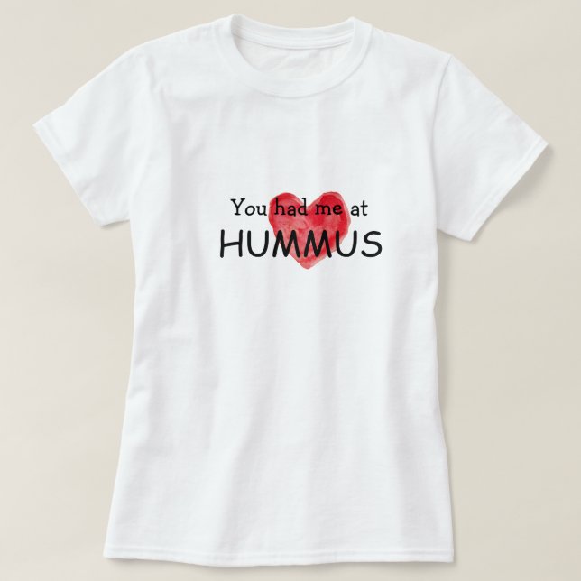 Funny Vegan Shirt HUMMUS LOL Silly Cute (Design Front)