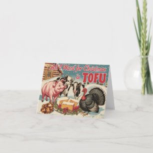 Funny Vegan Vegetarian Christmas Tofu Card