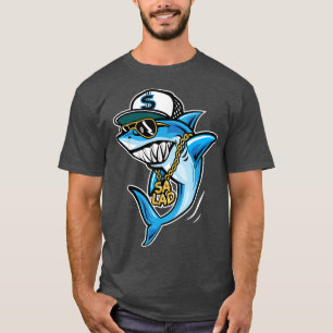 Funny Vegan Vegetarian Shark Cartoon Graphic Gift  T-Shirt