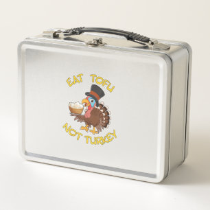 Funny Vegan Vegetarian Thanksgiving Meal Eat Tofu Metal Lunch Box