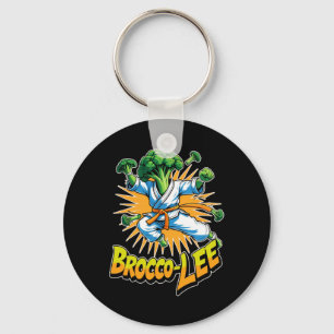Funny Vegetable Design Brocco Lee In Karate Action Keychain