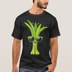 Funny Vegetable Leek Face With Sunglasses T-Shirt