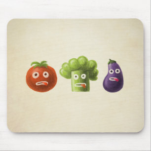 Funny Vegetables: Broccoli Tomato Eggplant Mouse Pad