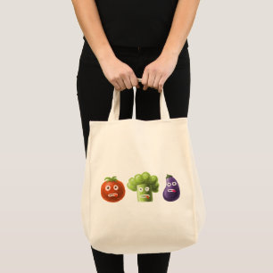 Funny Vegetables - Broccoli Tomato Eggplant Tote Bag