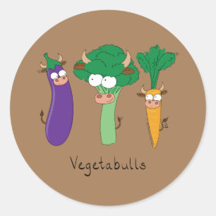 Funny Vegetables Cute Cartoon Kids Classic Round Sticker