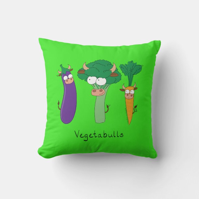 Funny Vegetables Cute Cartoon Kids Throw Pillow (Front)