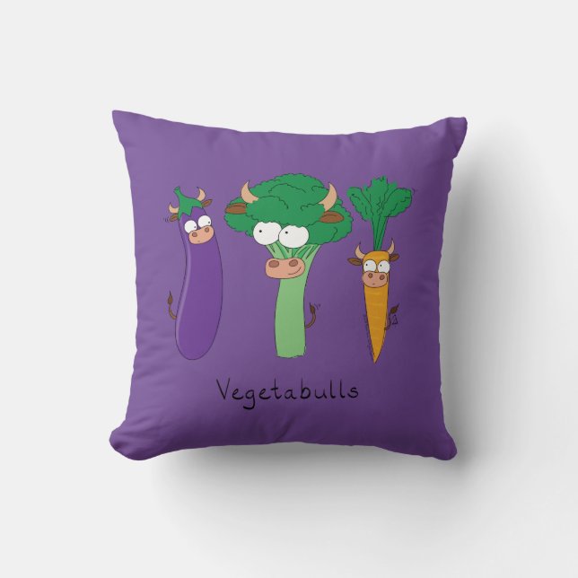Funny Vegetables Cute Cartoon Kids Throw Pillow (Front)