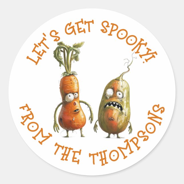Funny vegetables Halloween  Classic Round Sticker (Front)