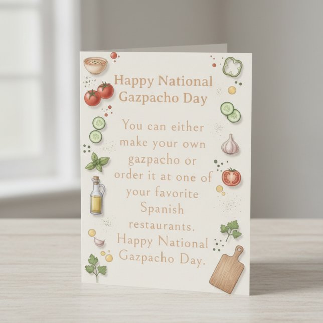 funny vegetables National Gazpacho Day Thank You Card (Creator Uploaded)