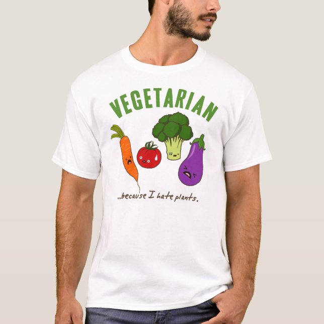 Funny Vegetarian Shirt - cute kawaii vegetables (Front)