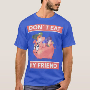 Funny Vegetarian Vegan  Boy with Pigs Friend  T-Shirt