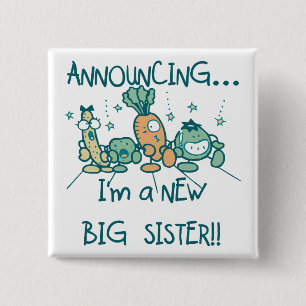 Funny Veggies New Big Sister 2 Inch Square Button