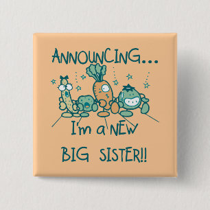 Funny Veggies New Big Sister 2 Inch Square Button
