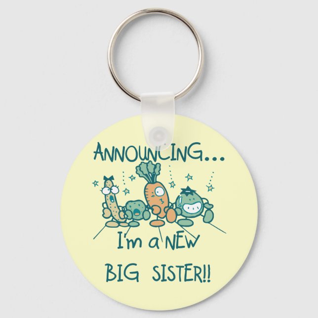 Funny Veggies New Big Sister Keychain (Front)