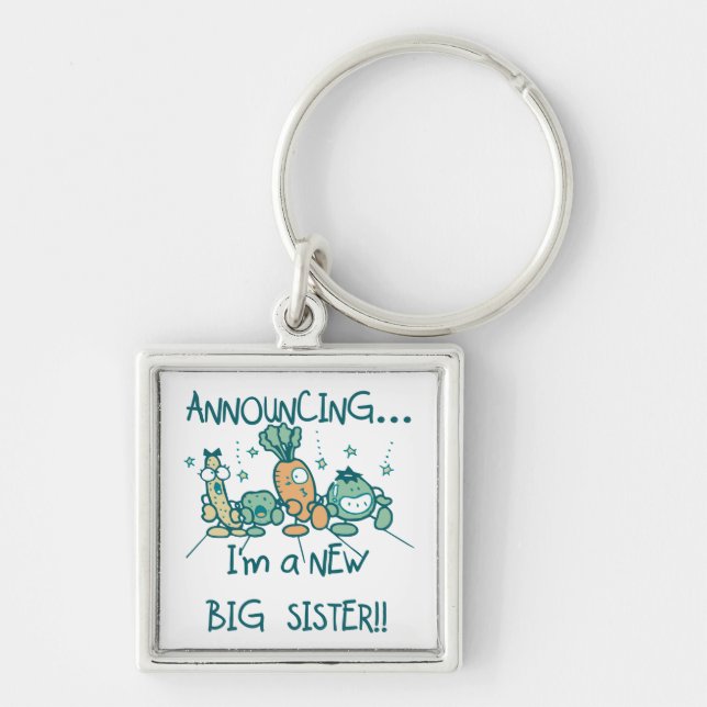 Funny Veggies New Big Sister Keychain (Front)