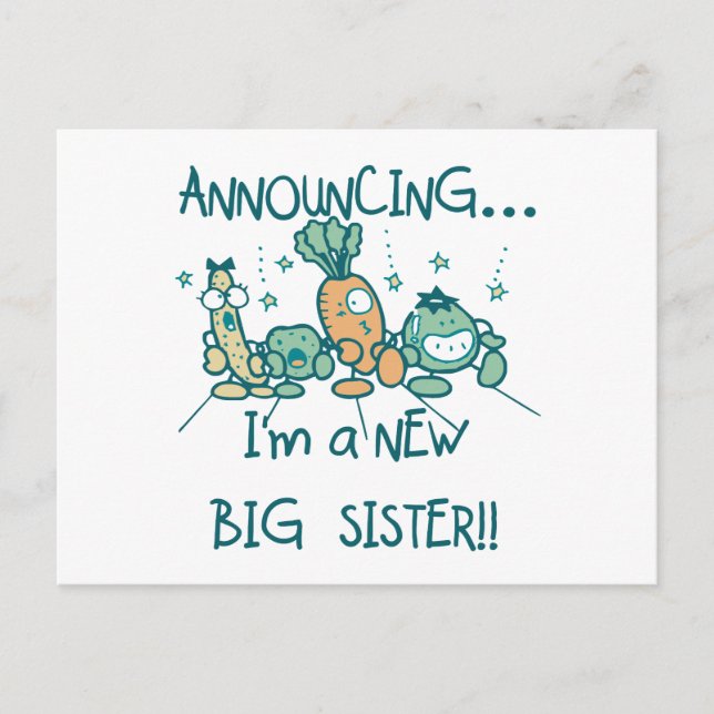 Funny Veggies New Big Sister Postcard (Front)