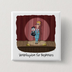 Funny Ventriloquism for Beginners Card or gift. 2 Inch Square Button