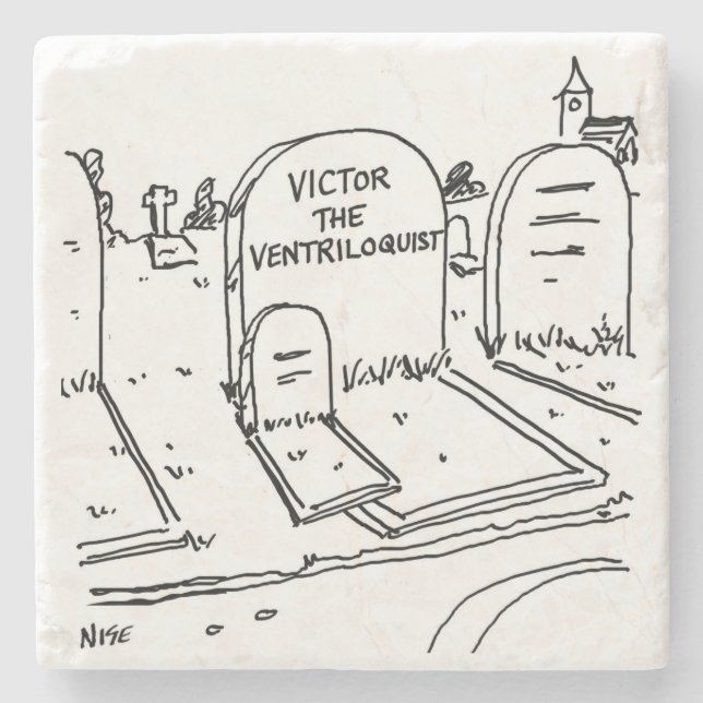 Funny Ventriloquist Joke on Ventriloquism Stone Coaster (Front)