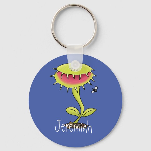 Funny Venus fly trap cartoon illustration Keychain (Front)