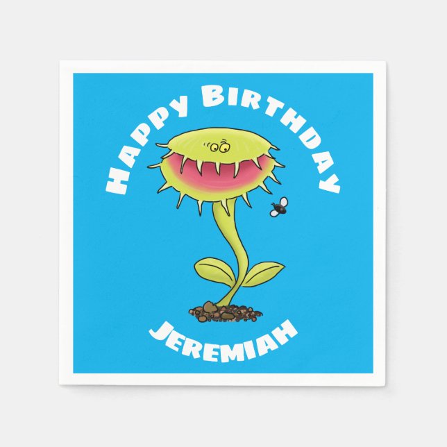 Funny Venus fly trap plant cartoon Napkin (Front)