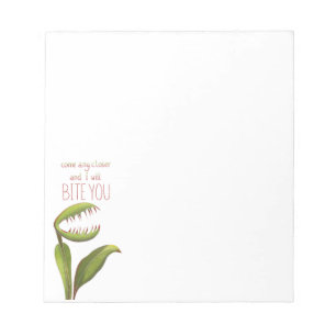 Funny Venus Flytrap with Warning Message Notepad