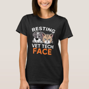 Funny Vet Tech Face Veterinary Technician Dog Cat  T-Shirt