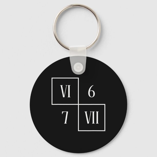 Funny Vi Vii 6 7 Meme Roman Numerals Math Six Seve Keychain (Front)