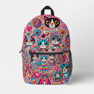 Funny Vibrant Cat Pattern Backpack