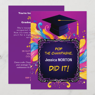 Funny vibrant Grads party Invitation