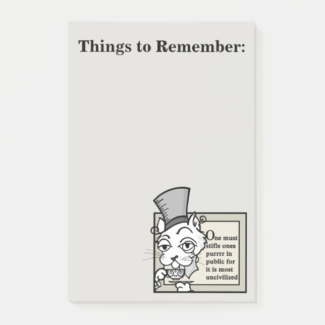FUNNY VICTORIAN CAT GRAPHIC POST-IT NOTEPAD (Front)