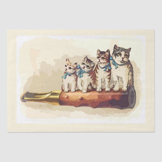 Funny  Victorian   Christmas  cats  Tissue Paper (Front)