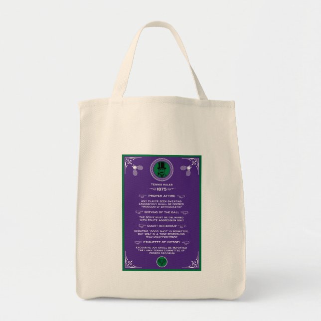 Funny Victorian Tennis Rules Art Tote Bag (Front)