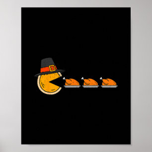 Funny Video Game Eating Turkey Thanksgiving Gamer Poster