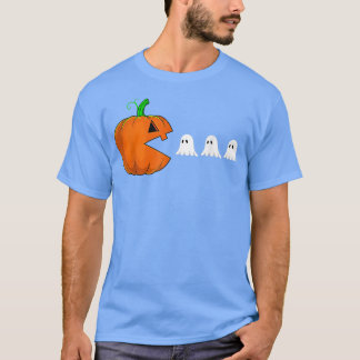 Funny Video Game Halloween Pumpkin Eating Ghost Ga T-Shirt
