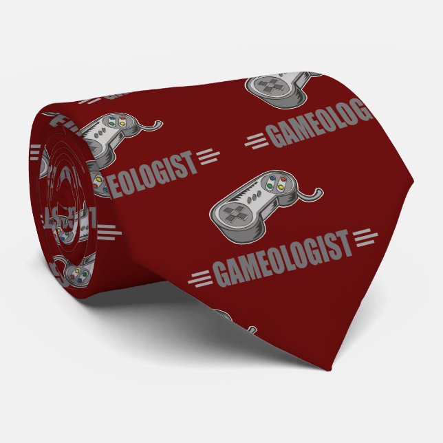 Funny Video Gamer Gameologist Controller Red Tie (Rolled)
