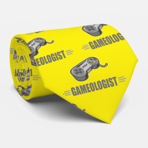 Funny Video Gamer Gameologist Controller Yellow Tie