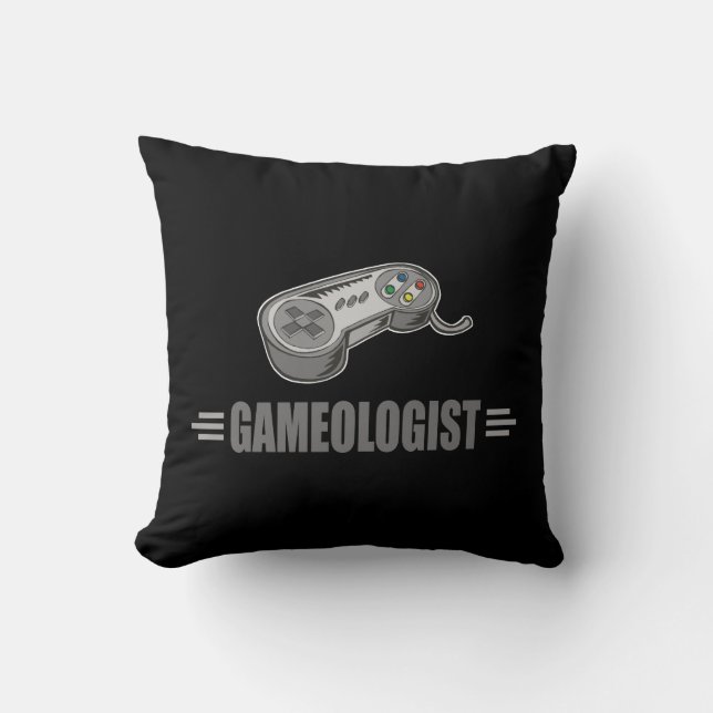Funny Video Gamer Throw Pillow (Front)