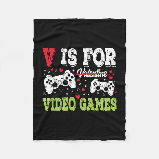 Funny Video Games Lover Valentine Day For Kids Boy Fleece Blanket (Front)